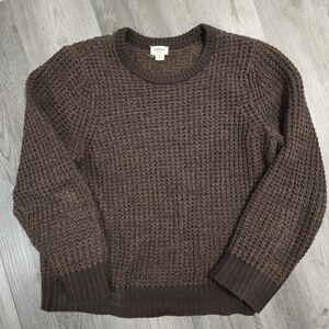 Waffleknit Chocolate Brown Crewneck Sweater